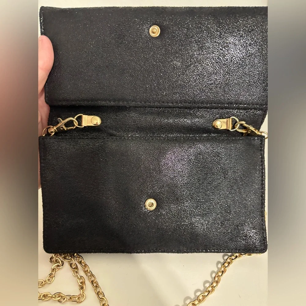 Urban Expressions Black Vegan Leather Wallet on Chain Crossbody Clutch